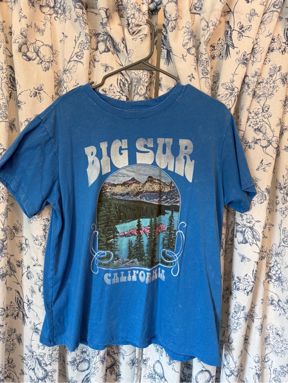 Big Sur California Graphic Tee - Blue Vintage-Style Short Sleeve